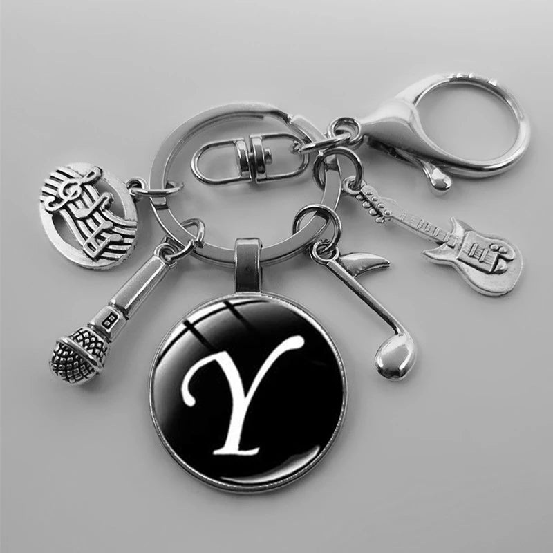 A-Z Letter Music Keychain – Handmade Guitar & Microphone Teacher Gift