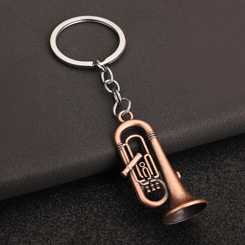 Retro Music Keychain – Microphone Piano Saxophone Pendant Kids Gift