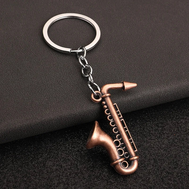 Retro Music Keychain – Microphone Piano Saxophone Pendant Kids Gift