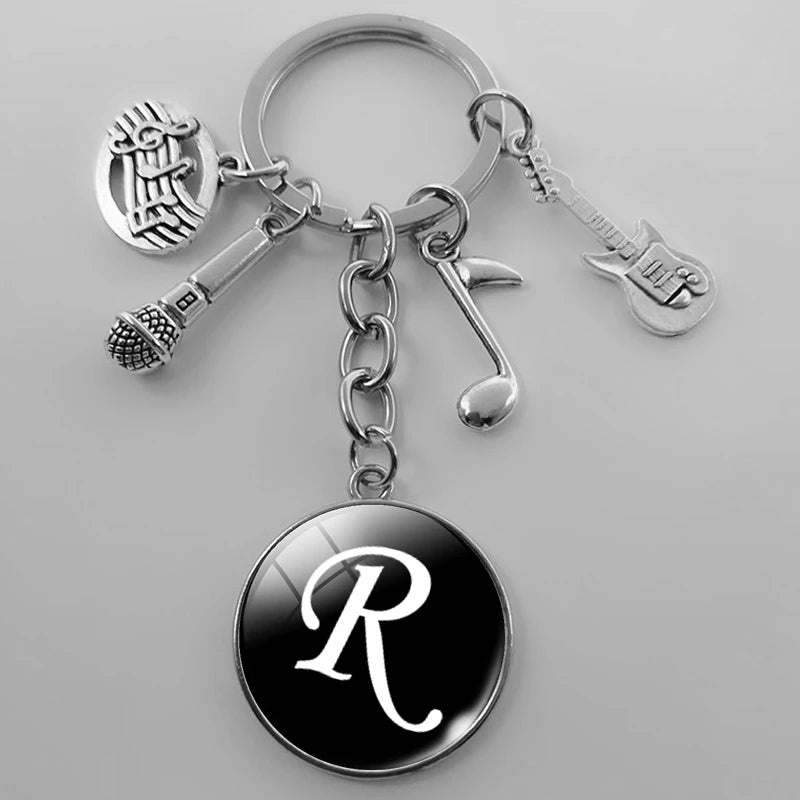 A-Z Letter Music Keychain – Handmade Guitar & Microphone Teacher Gift
