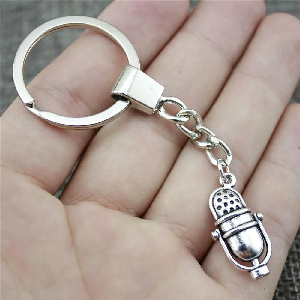 Microphone & Guitar Keychain – Handmade Music Charm Gift