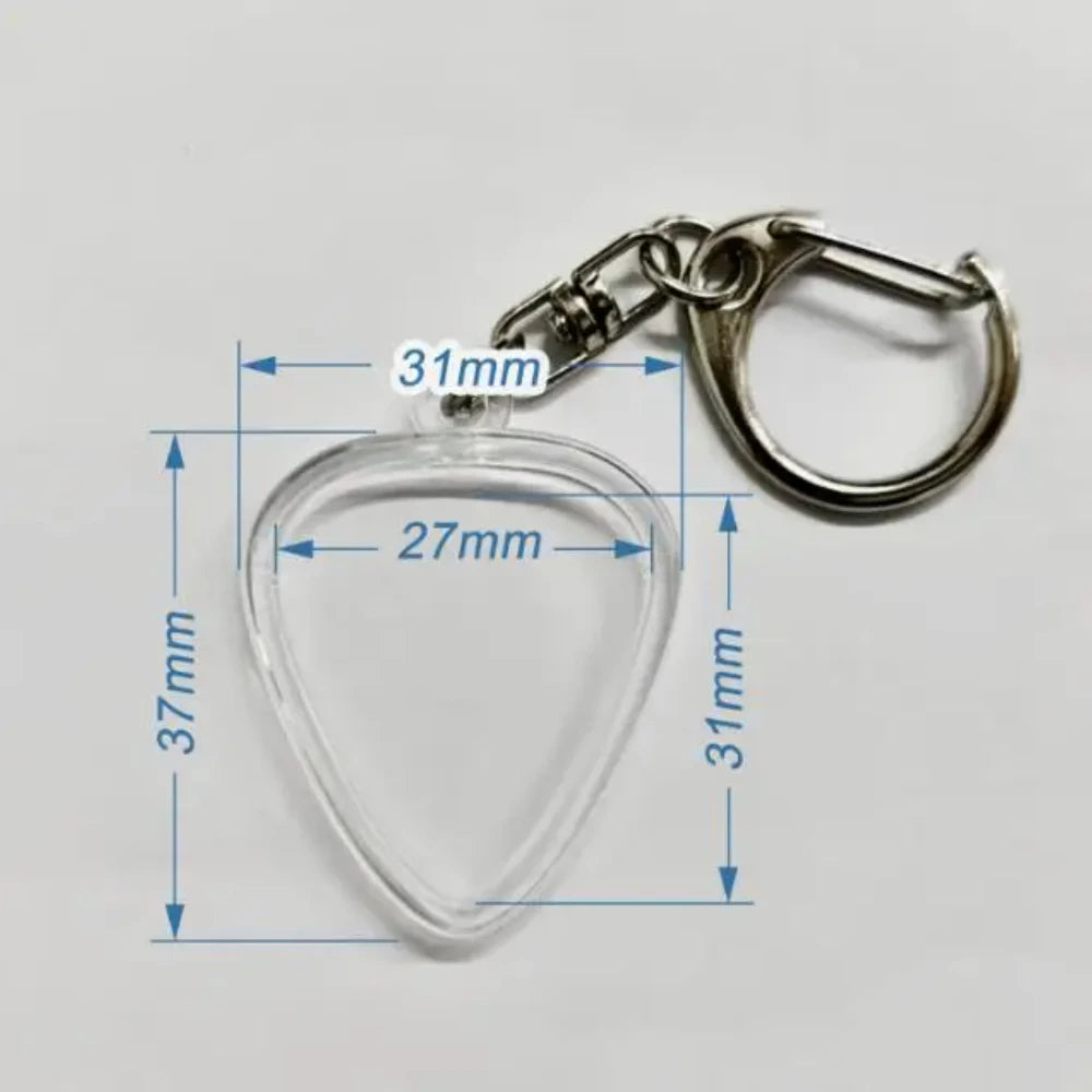 Heart Guitar Pick Holder Keychain – Clear Storage Case with Keyring