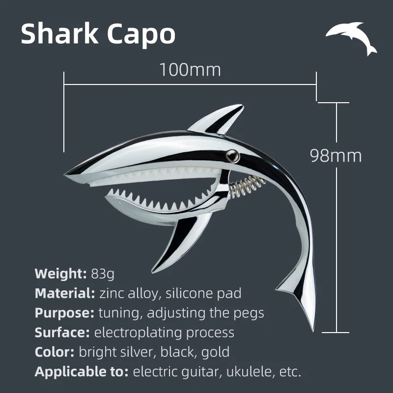 Shark Guitar Capo — Unique Metal Design for Acoustic & Electric Guitar