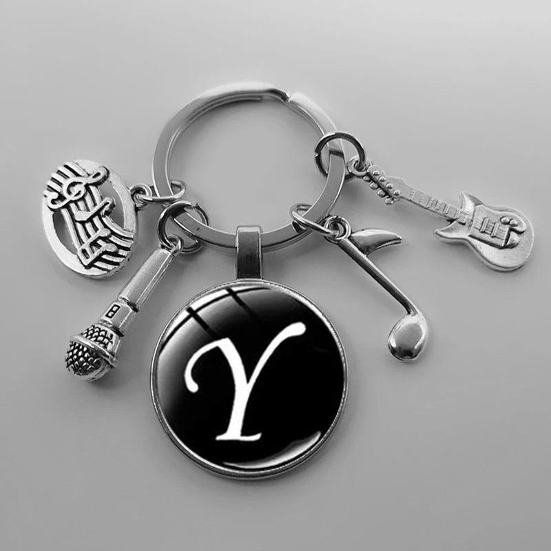 A-Z Letter Music Keychain – Handmade Guitar & Microphone Teacher Gift