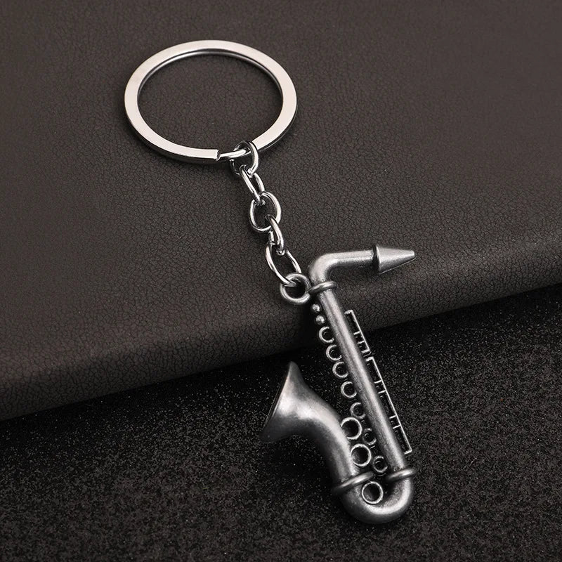Retro Music Keychain – Microphone Piano Saxophone Pendant Kids Gift