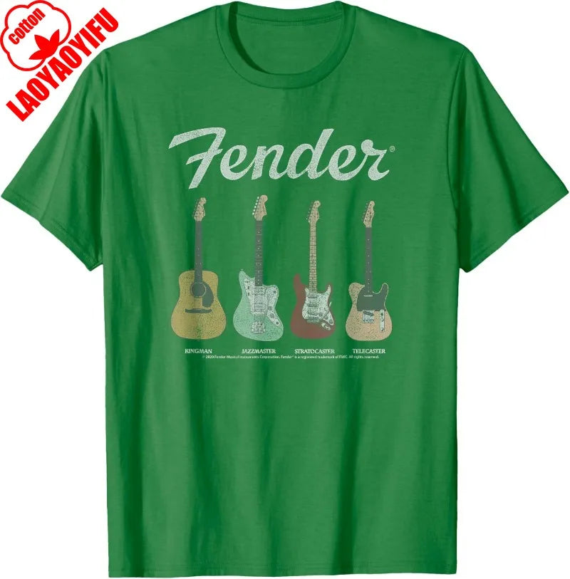 Fender Vintage Guitar Lineup Shirt Guitar Graphic T Shirts Retro Tees Funny Christmas T-shirt Unisex Clothing Casual Wear