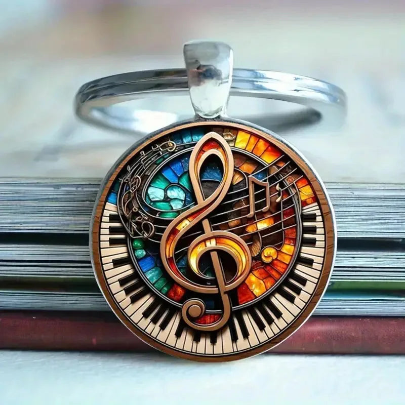 Piano Music Note Accessories Guitar Pendant Keychain