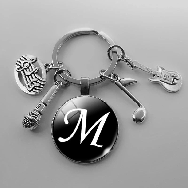 A-Z Letter Music Keychain – Handmade Guitar & Microphone Teacher Gift