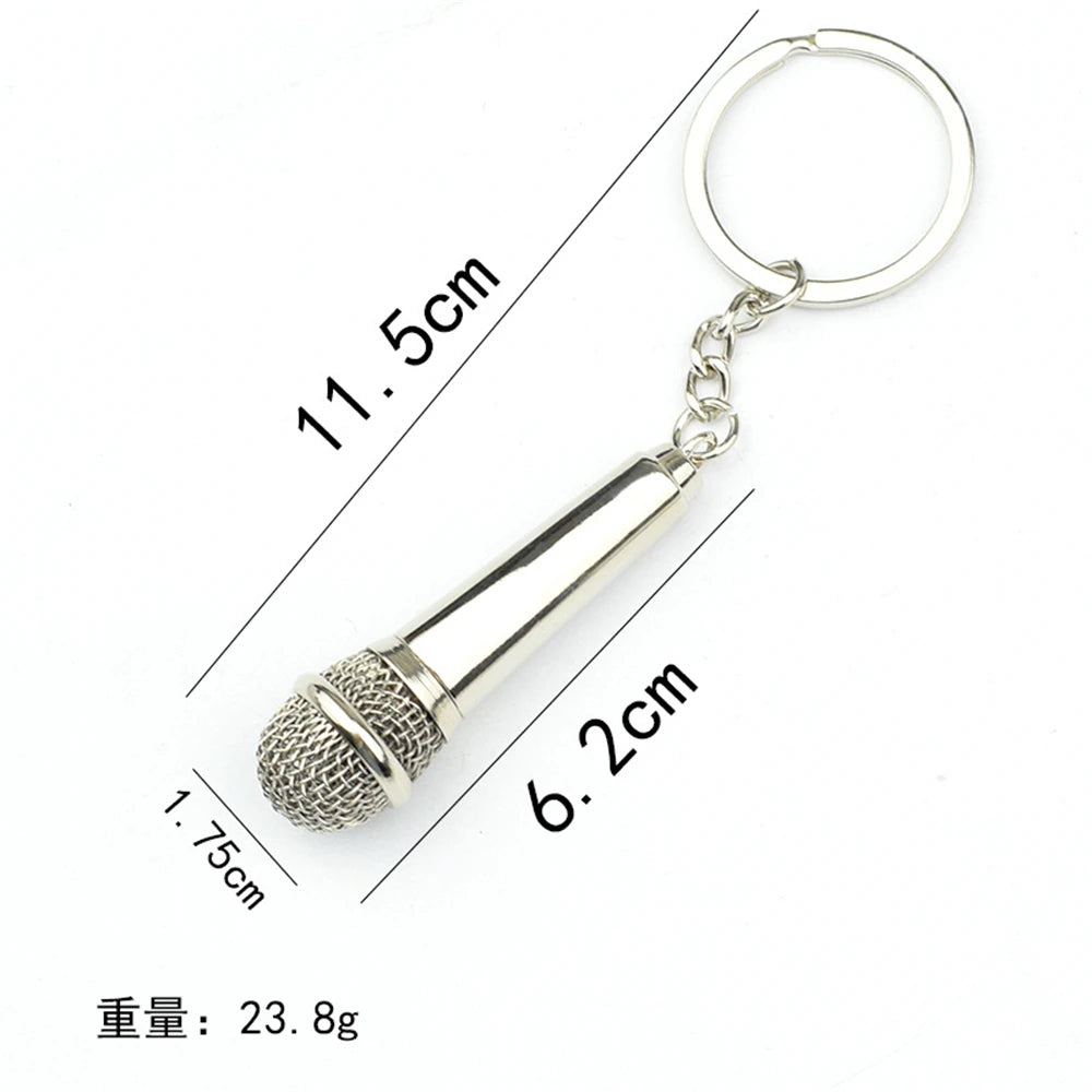 Retro Music Keychain – Microphone Piano Saxophone Pendant Kids Gift