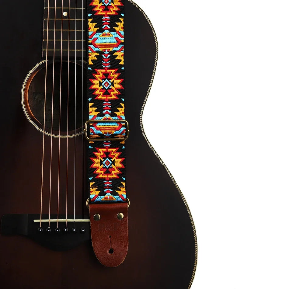 Bohemian Adjustable Guitar Strap for Acoustic, Electric & Bass