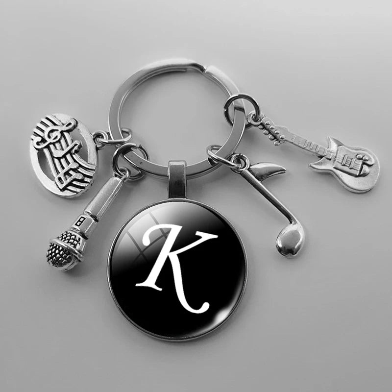 A-Z Letter Music Keychain – Handmade Guitar & Microphone Teacher Gift