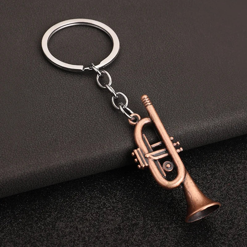 Retro Music Keychain – Microphone Piano Saxophone Pendant Kids Gift