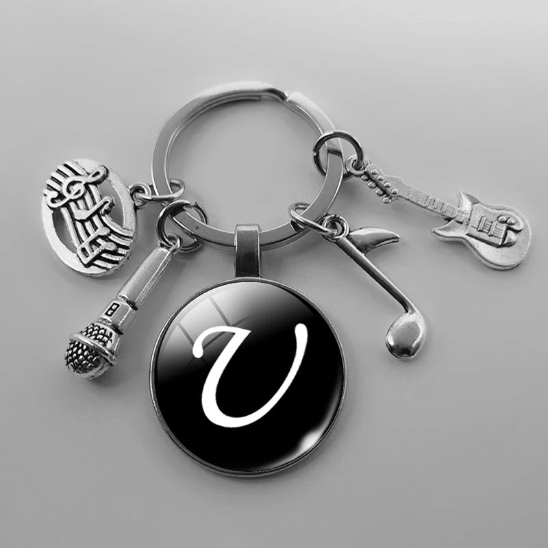 A-Z Letter Music Keychain – Handmade Guitar & Microphone Teacher Gift