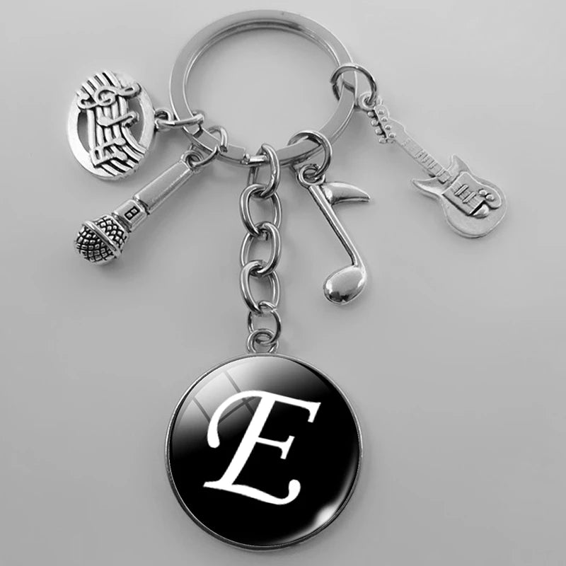 A-Z Letter Music Keychain – Handmade Guitar & Microphone Teacher Gift