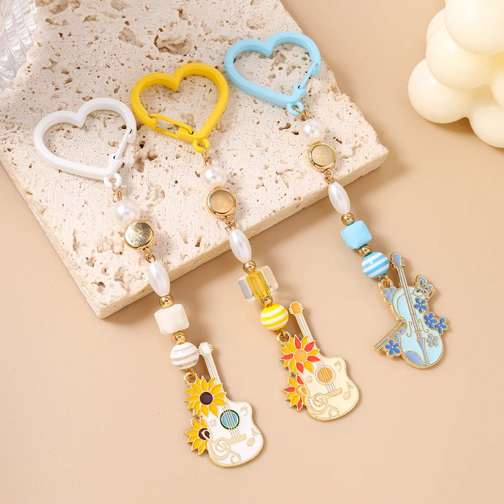 Guitar Keychain for Women – Musical Instrument Key Ring Bag Pendant Gift