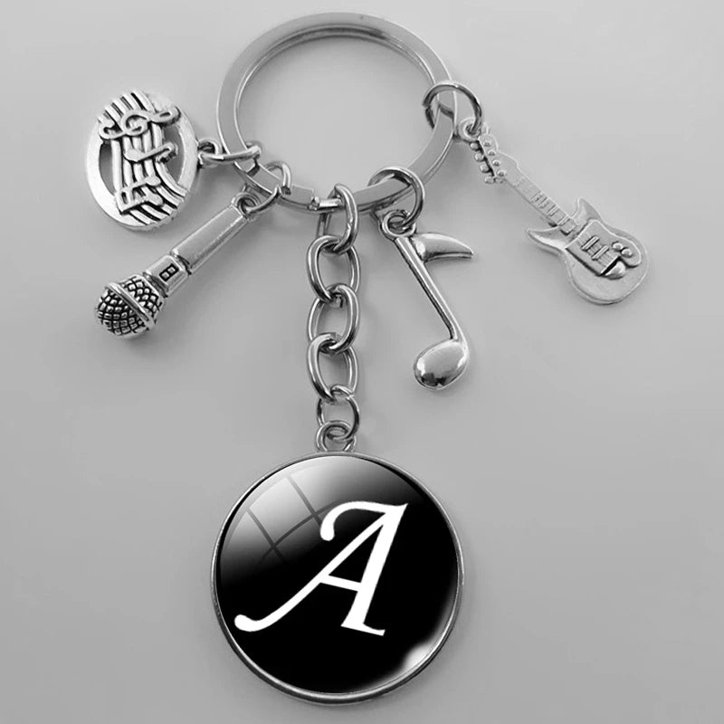 A-Z Letter Music Keychain – Handmade Guitar & Microphone Teacher Gift