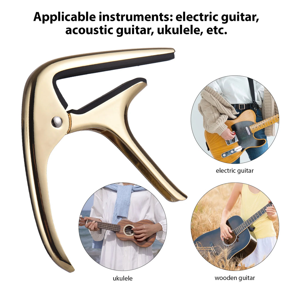 Zinc Alloy Guitar Capo — Universal Fit for Folk, Classical, Ukulele & Bass