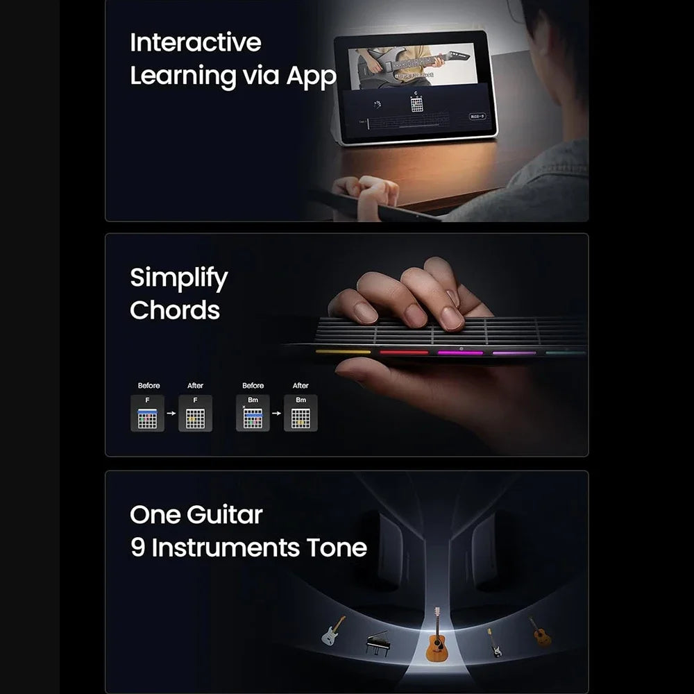 AeroBand Guitar Electric Guitar Pain-Free Silicone String Travel All-in-One 9 Sound Styles Acoustic Bass With Speaker Microphone