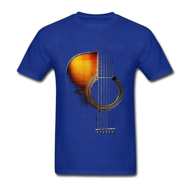 Men's Guitar Graphic T Shirt 3D Print Music Guitar Short Sleeve T-Shirt Tops Summer Casual Crew Neck Tees Oversize Men Clothing