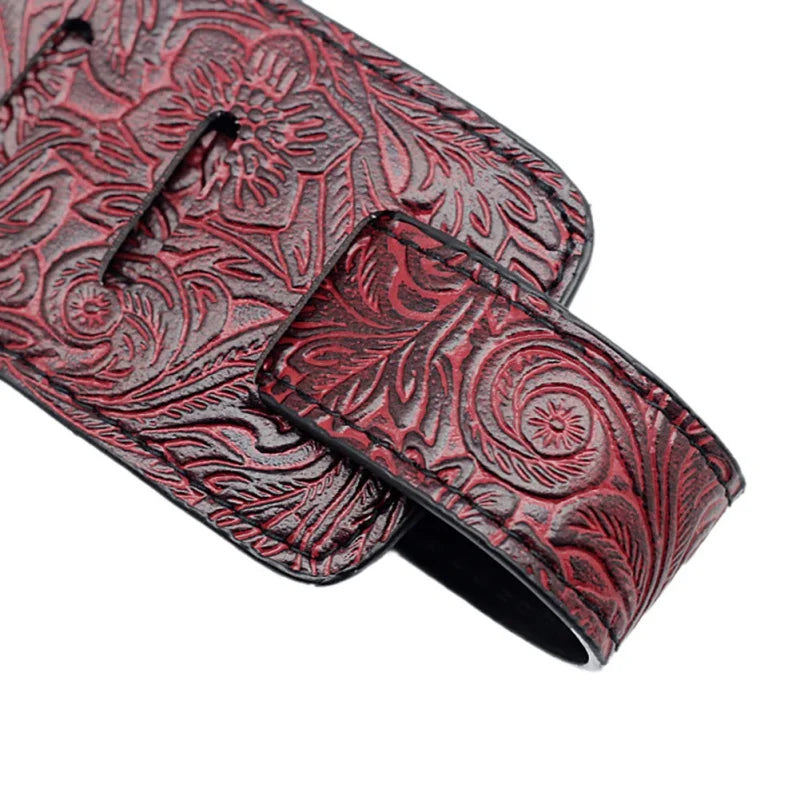 Leather Guitar Strap - Fits Acoustic, Electric, and Guitars, Adjustable to Any Player