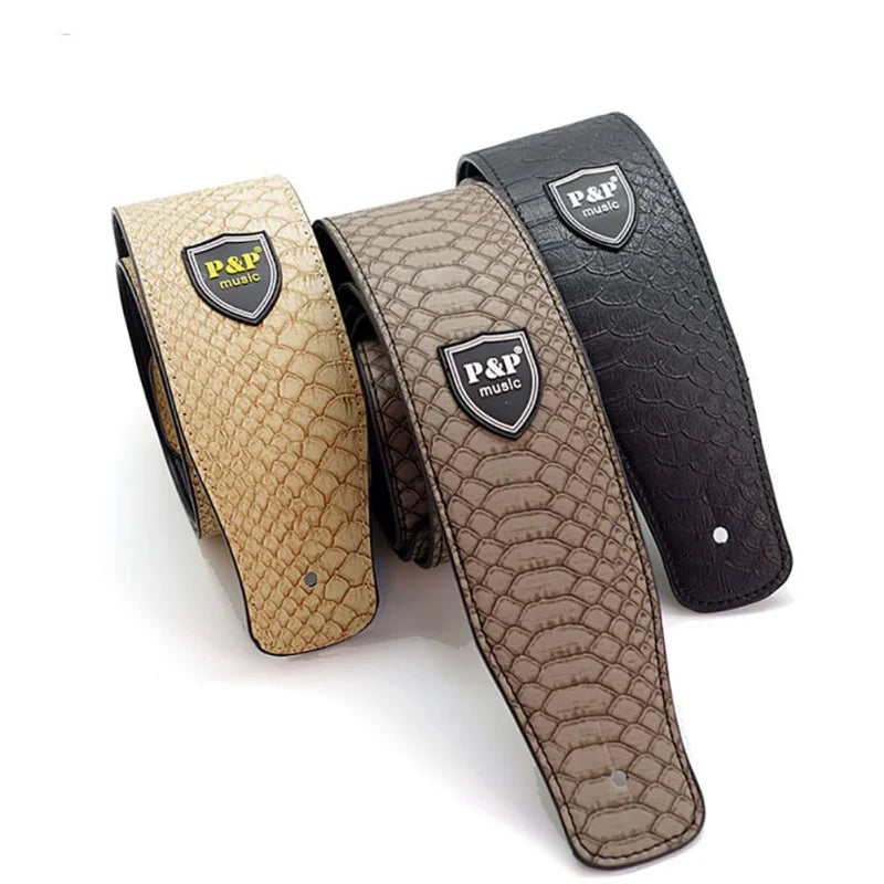 Leather Guitar Strap - Fits Acoustic, Electric, and Guitars, Adjustable to Any Player