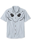 Cowboy Guitar Shirt Punk Face Men Hawaiian Shirt Summer Short Sleeved Button Up Shirt Tropical White Top chemise hommes de luxe