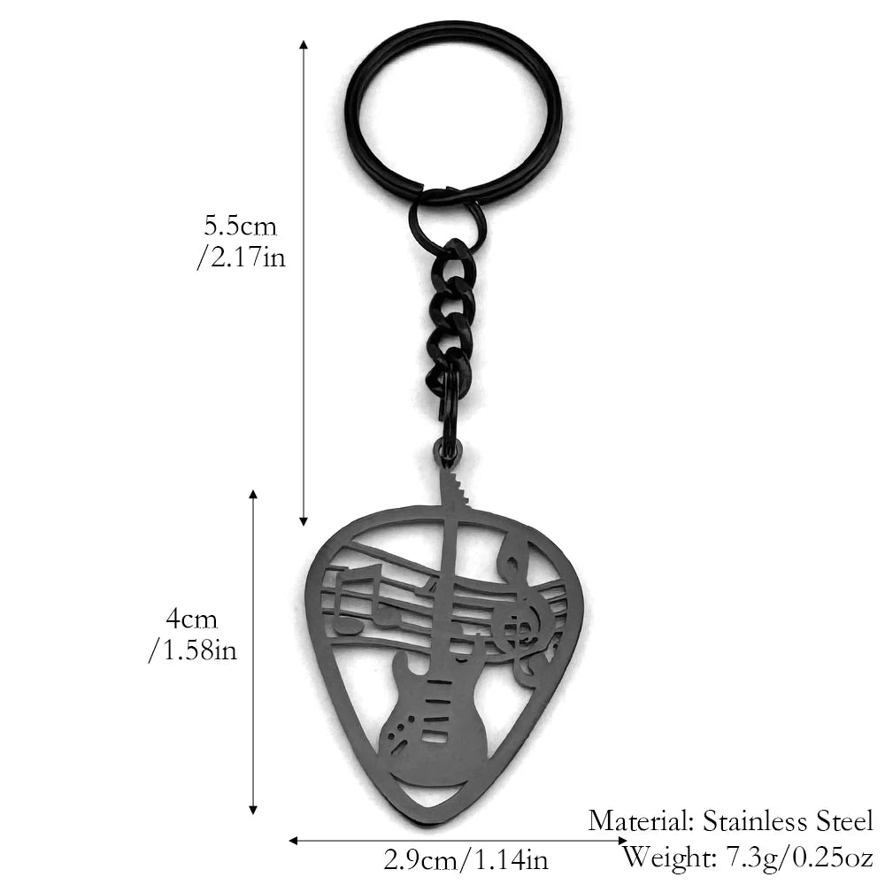 Stainless Steel Rock Guitar Pick Keychain – Punk Music Charm Gift