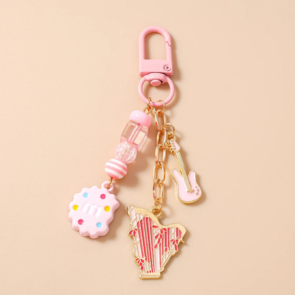 Guitar Keychain for Women – Musical Instrument Key Ring Bag Pendant Gift