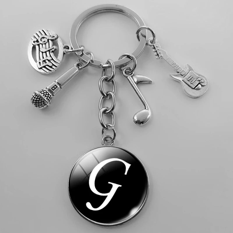 A-Z Letter Music Keychain – Handmade Guitar & Microphone Teacher Gift