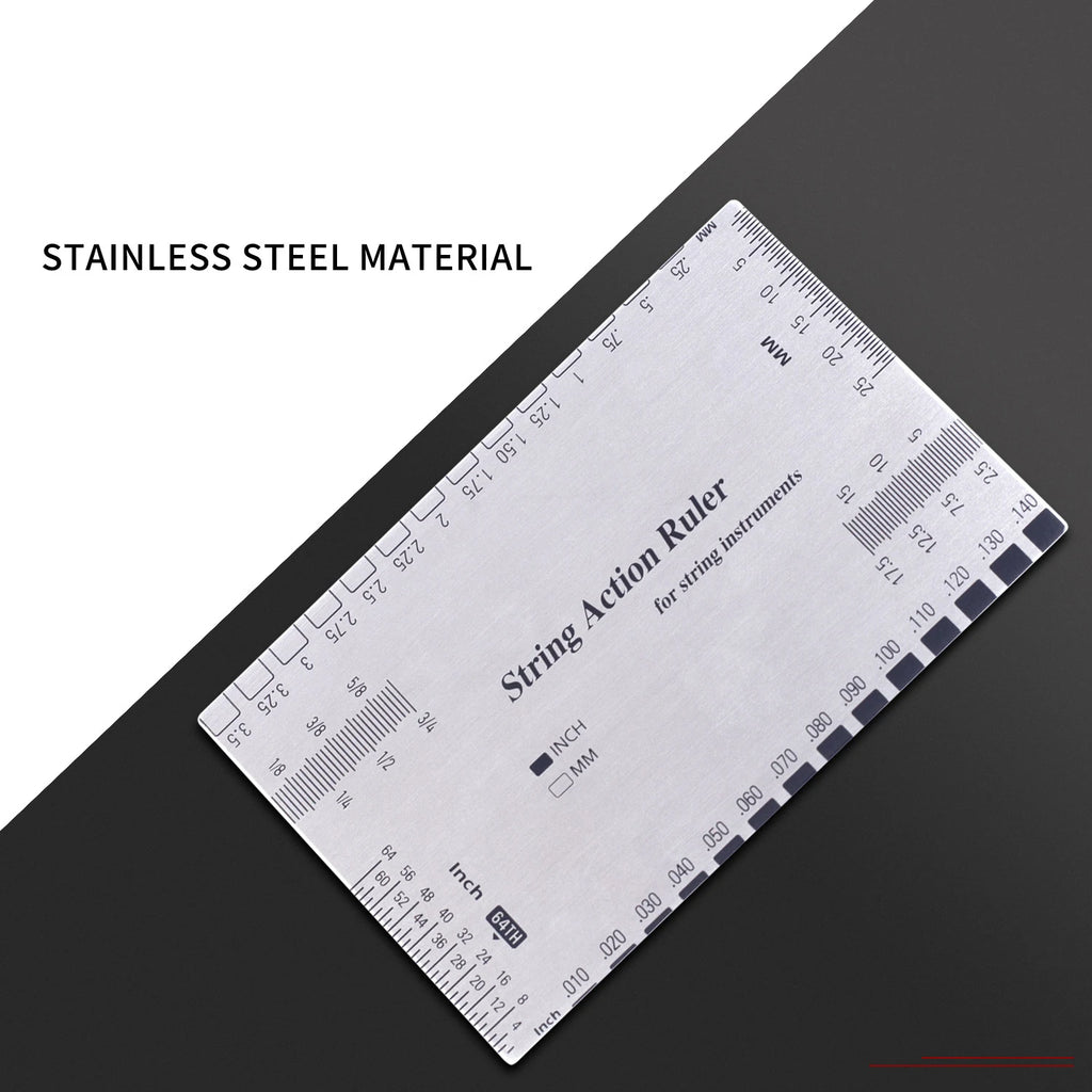 Stainless Steel Guitar String Action Ruler – Setup Gauge for Guitar & Bass