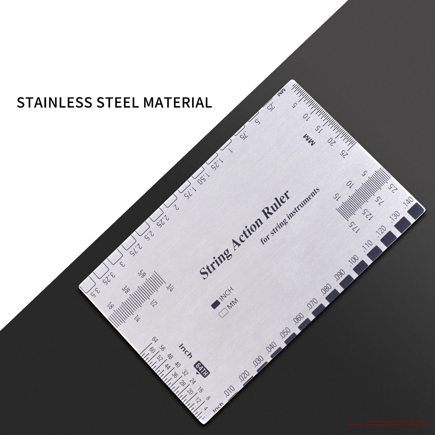 Stainless Steel Guitar String Action Ruler – Setup Gauge for Guitar & Bass