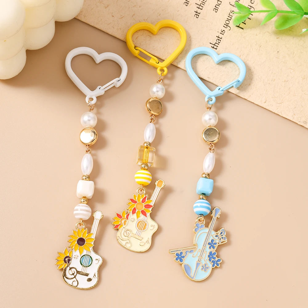 Guitar Keychain for Women – Musical Instrument Key Ring Bag Pendant Gift