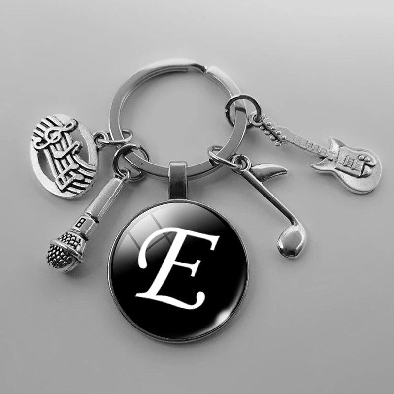 A-Z Letter Music Keychain – Handmade Guitar & Microphone Teacher Gift