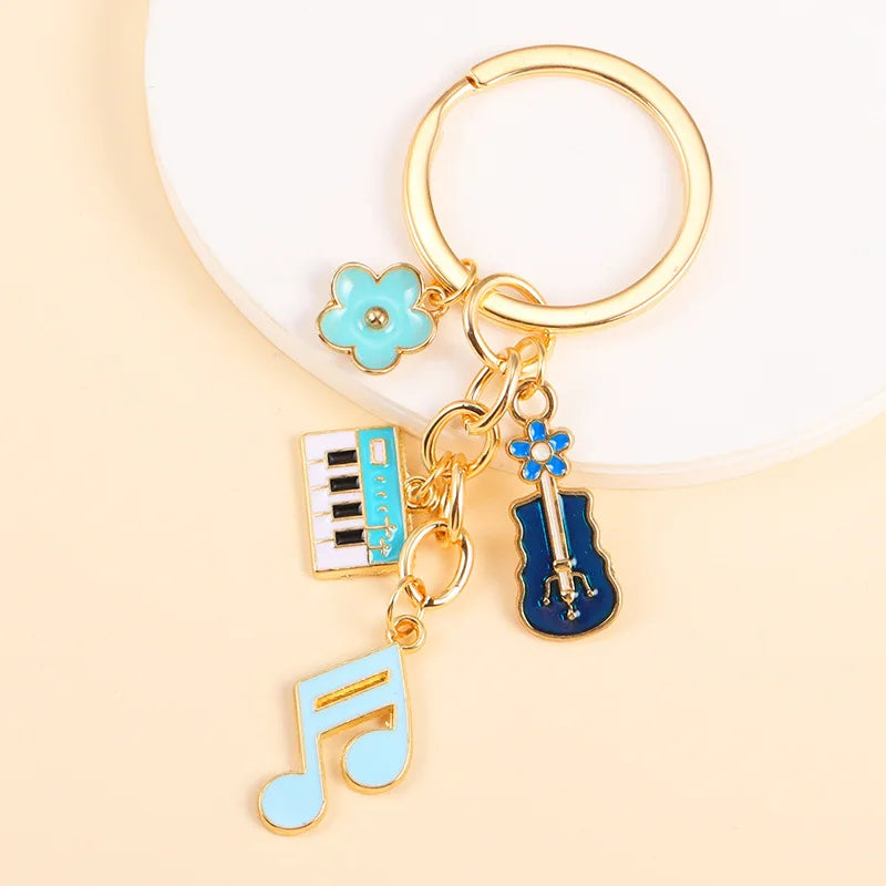 Retro Music Keychain – Microphone Piano Saxophone Pendant Kids Gift