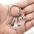Initial Letter Music Keychain – Guitar & Microphone Rock Charm