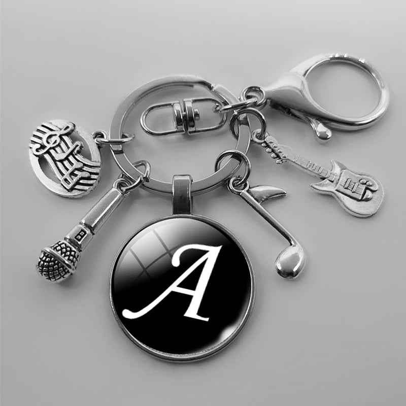 A-Z Letter Music Keychain – Handmade Guitar & Microphone Teacher Gift