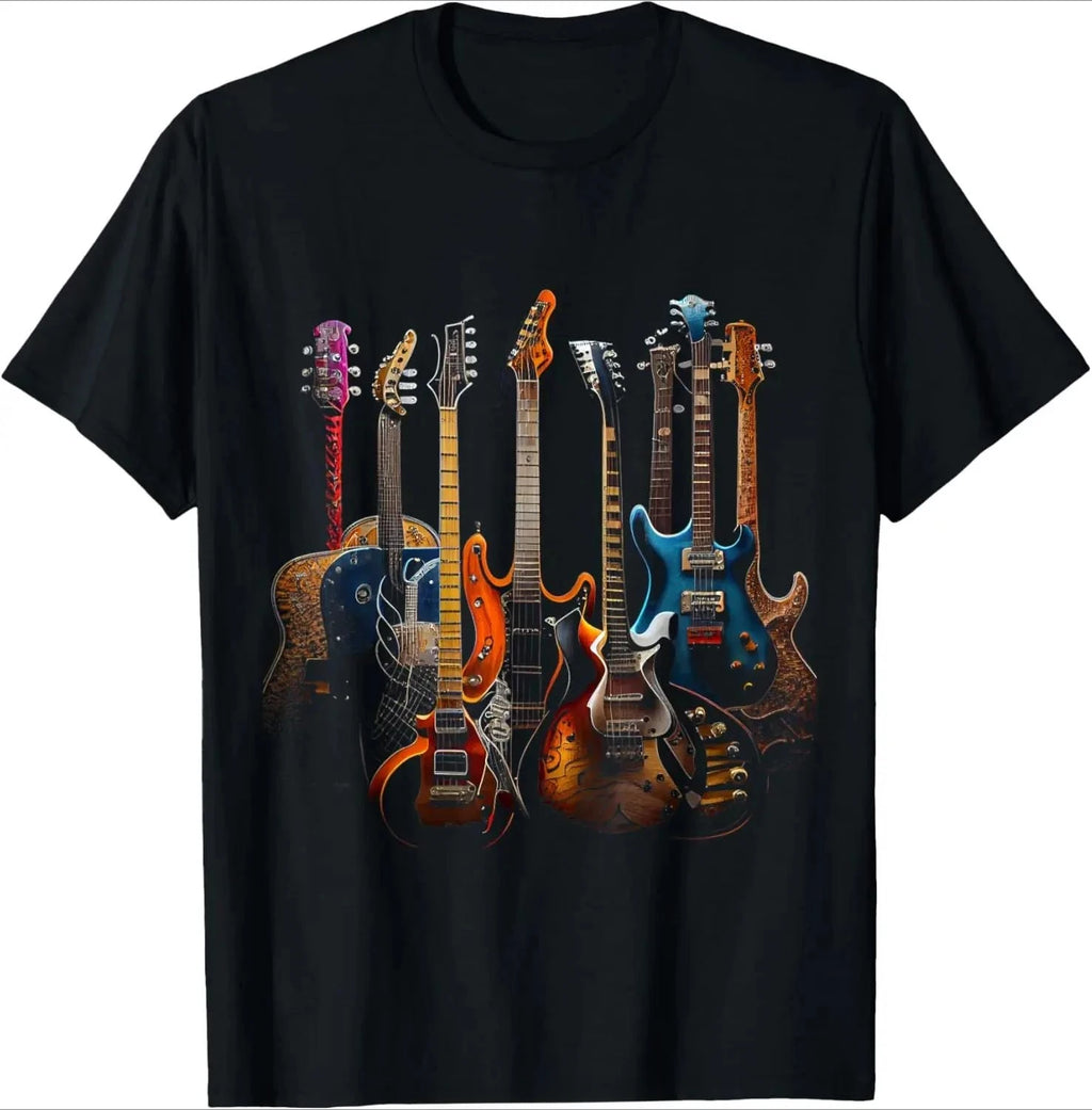 Guitars Guitarists Gift T-shirt Music Lovers Rock Custom Printed Graphic T Shirt Unisex Summer Women Clothing Tees O-neck Tshirt
