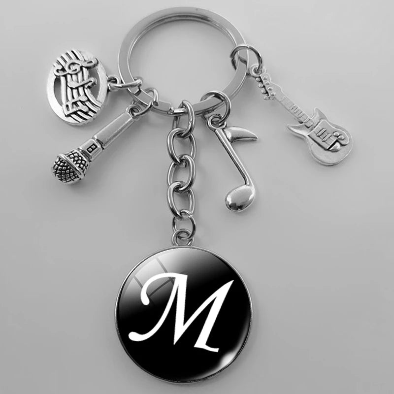 A-Z Letter Music Keychain – Handmade Guitar & Microphone Teacher Gift