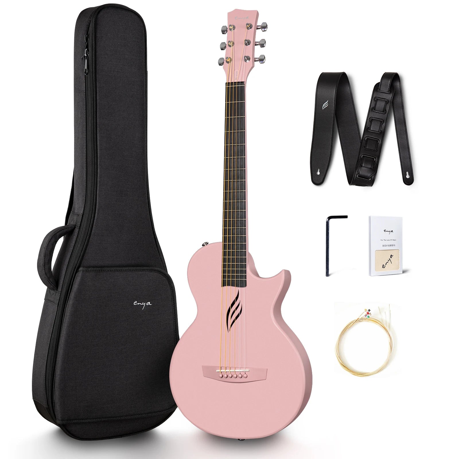 Enya Nova Go 35” Carbon Fiber Acoustic Guitar | One-Piece Travel Guitar with Beginner Kit, Gig Bag & Strap