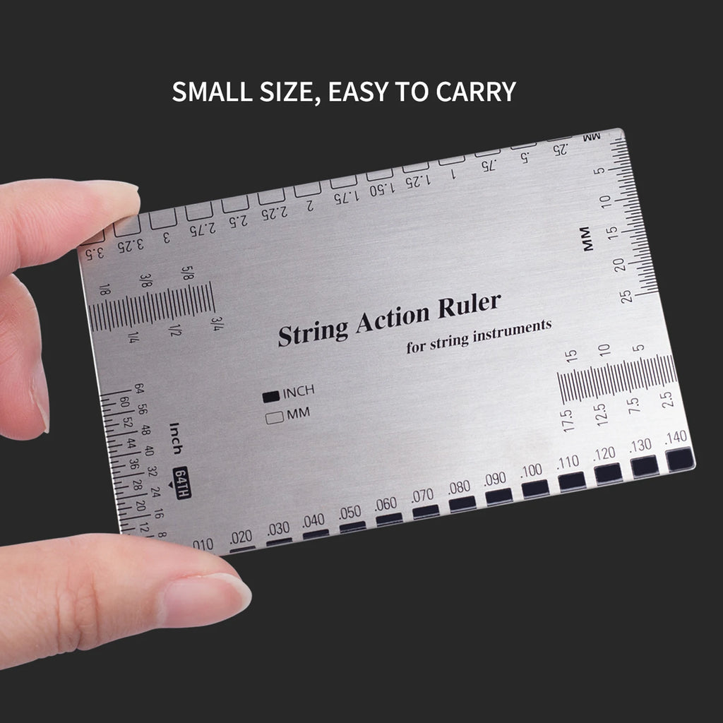 Stainless Steel Guitar String Action Ruler – Setup Gauge for Guitar & Bass