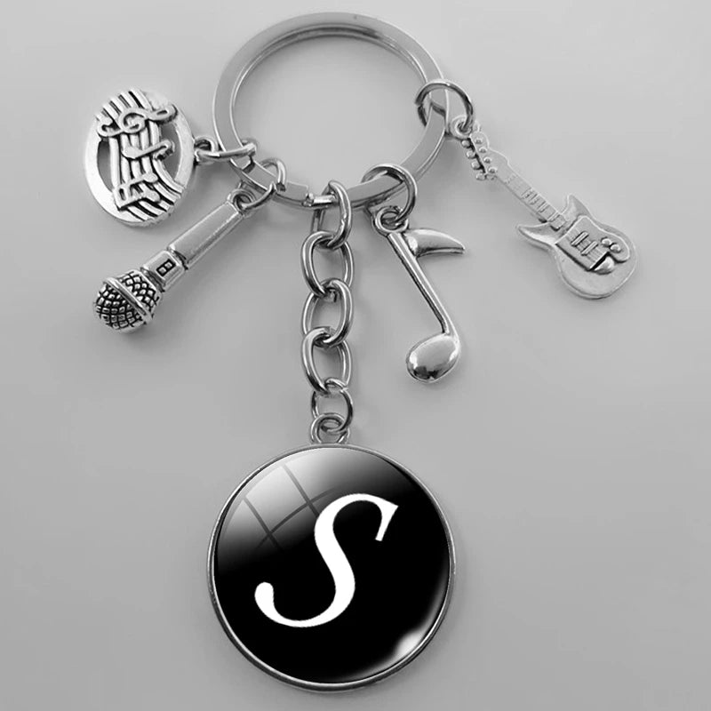 A-Z Letter Music Keychain – Handmade Guitar & Microphone Teacher Gift
