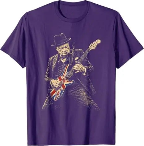Winston Churchill Playing Guitar Rocker Humor Vintage T-Shirt Y2k Rock Punk Fun Graphic Streetwear Clothes Novelty Gift Cool Tee