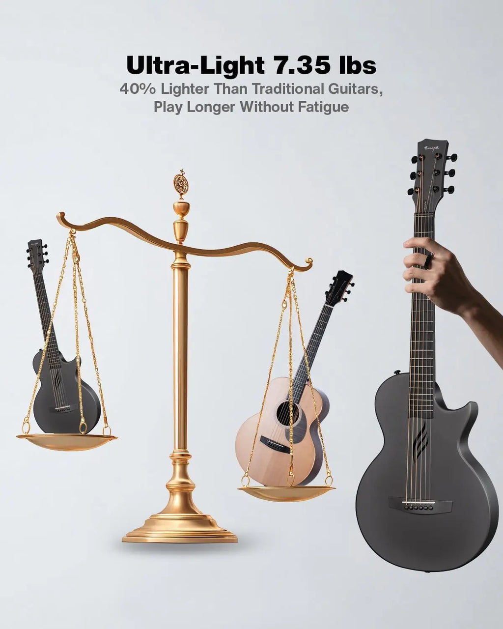 Enya Nova Go 35” Carbon Fiber Acoustic Guitar | One-Piece Travel Guitar with Beginner Kit, Gig Bag & Strap