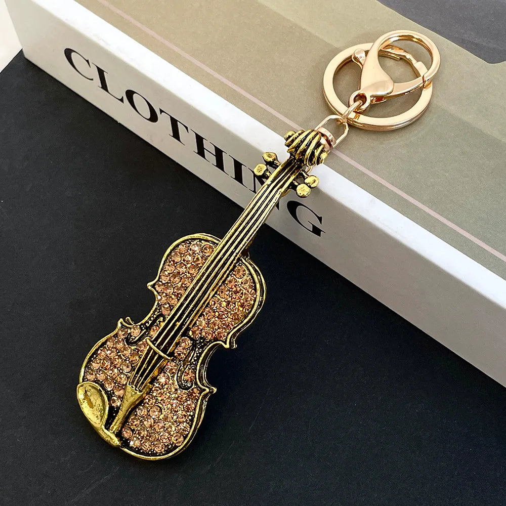 Vintage Guitar Violin Keychain – Bag Pendant Couple Gift