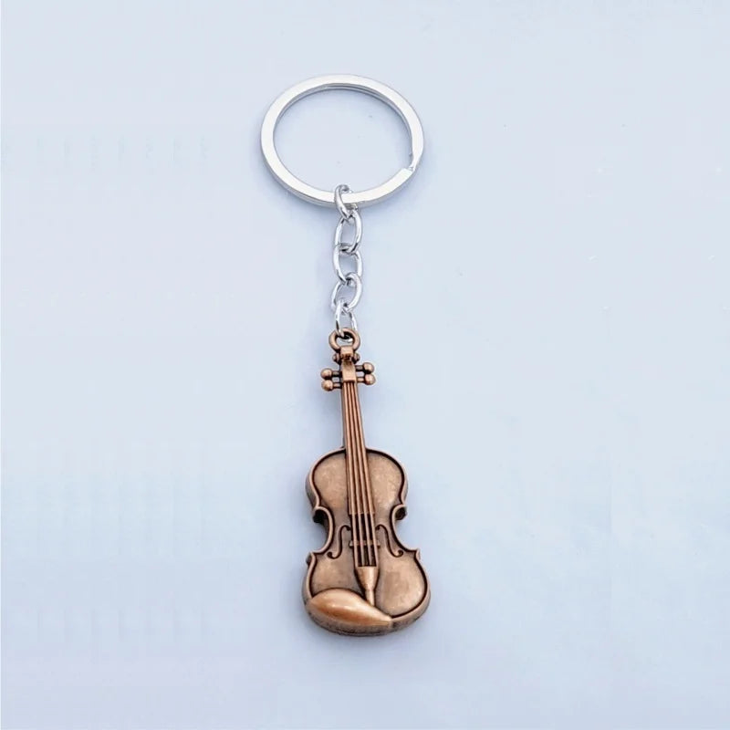Vintage Guitar & Violin Charm Keychain – Unique Pendant for Men & Women