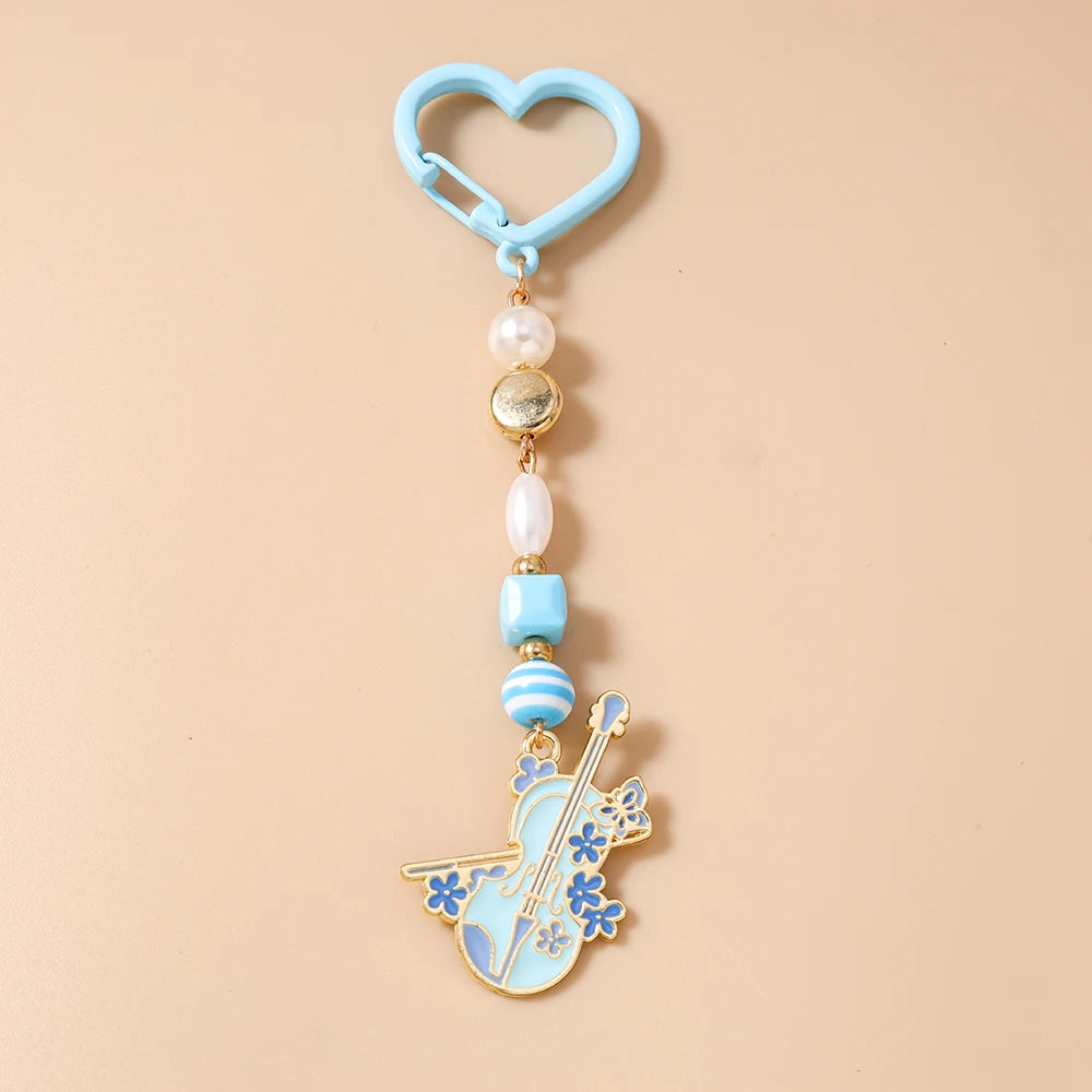 Guitar Keychain for Women – Musical Instrument Key Ring Bag Pendant Gift