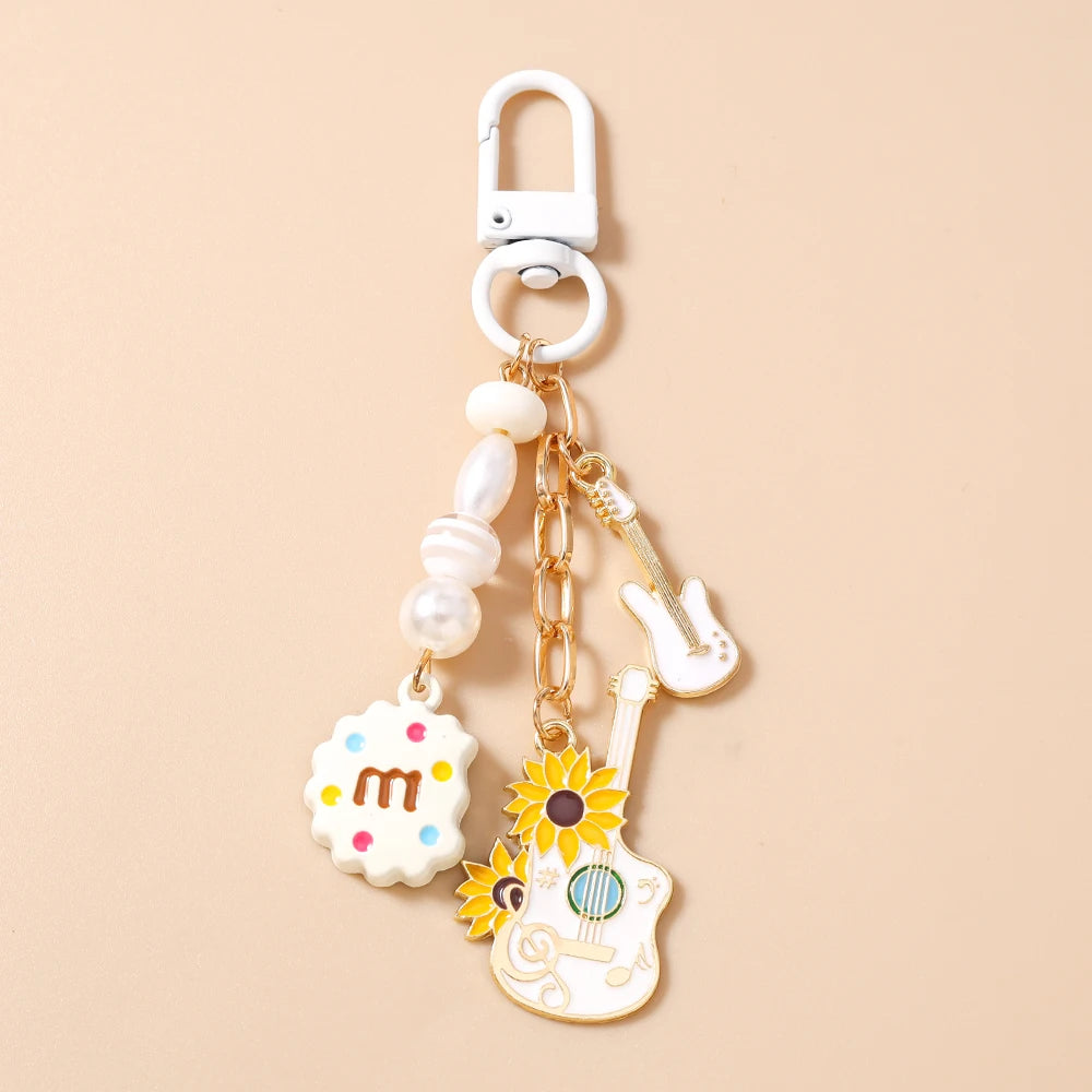 Guitar Keychain for Women – Musical Instrument Key Ring Bag Pendant Gift