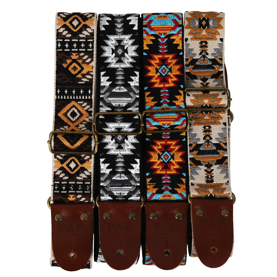 Bohemian Adjustable Guitar Strap for Acoustic, Electric & Bass