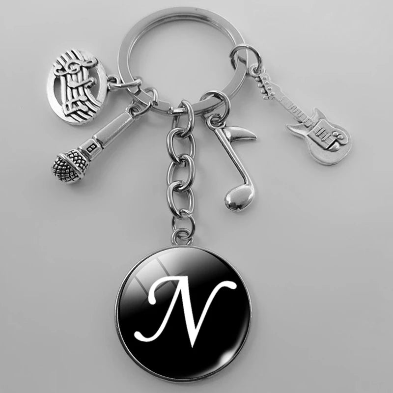 A-Z Letter Music Keychain – Handmade Guitar & Microphone Teacher Gift
