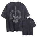Men's Fun Guitar Print Washed T Shirt Comfortable And Breathable Summer Street Style Fitness Training Pure Cotton Short Sleeve